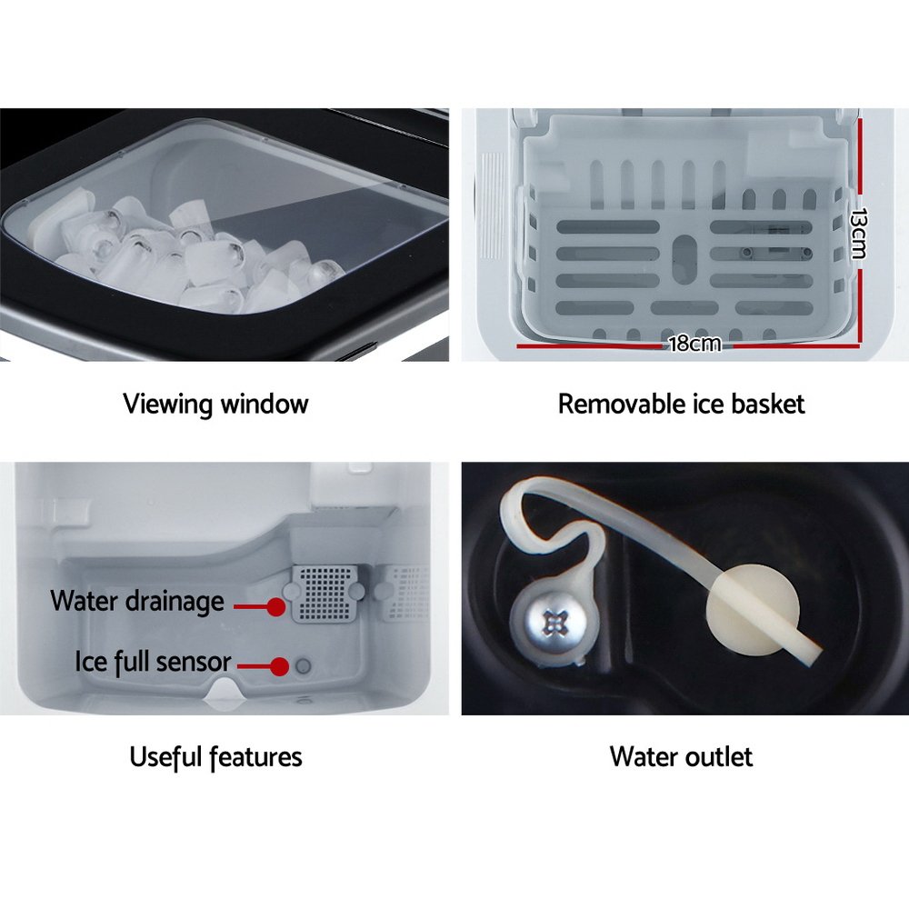 DEVANTi Portable Ice Cube Maker Machine 2L Home Bar Benchtop Easy Quick Black - IM-ZB-12B-BK DEVANTi Portable Ice Cube Maker Machine 2L Home Bar Benchtop Easy Quick Black - Image 6