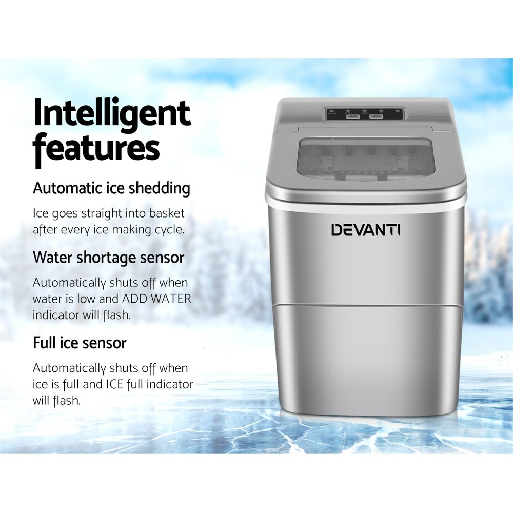 Devanti Portable Ice Cube Maker - Silver - IM-ZB-12B-RD Devanti Portable Ice Cube Maker - Silver - Image 3