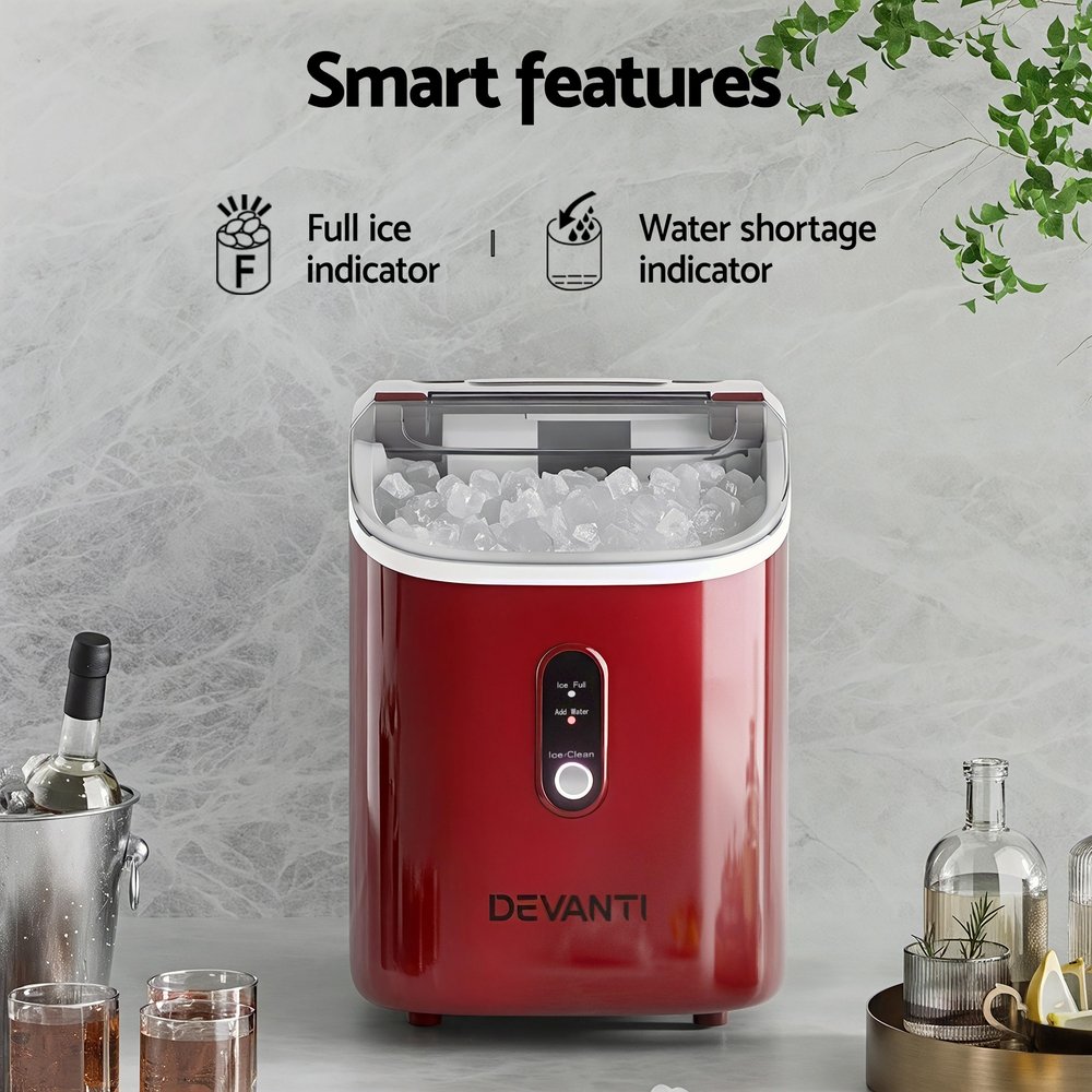 Devanti Ice Maker Machine 15kg Nugget Chewable Ice Cube - IM-ZB15N01-RED Devanti Ice Maker Machine 15kg Nugget Chewable Ice Cube - Image 6