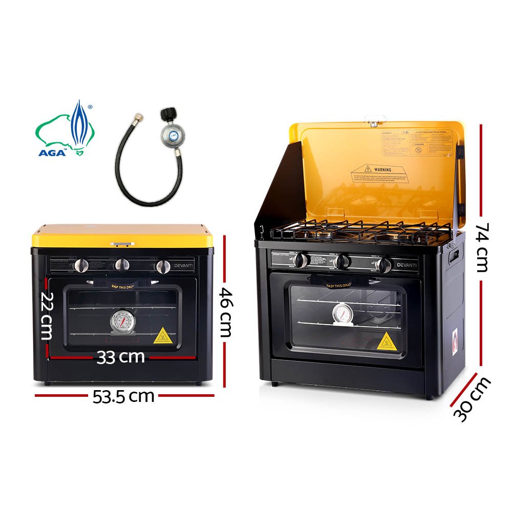 Devanti Portable Gas Oven LPG Black - PGO-01-BK-YE Devanti Portable Gas Oven LPG Black - Image 2