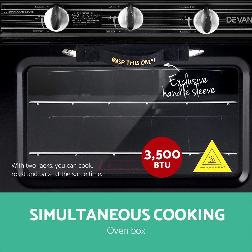 Devanti Portable Gas Oven LPG Black - PGO-01-BK-YE Devanti Portable Gas Oven LPG Black - Image 5