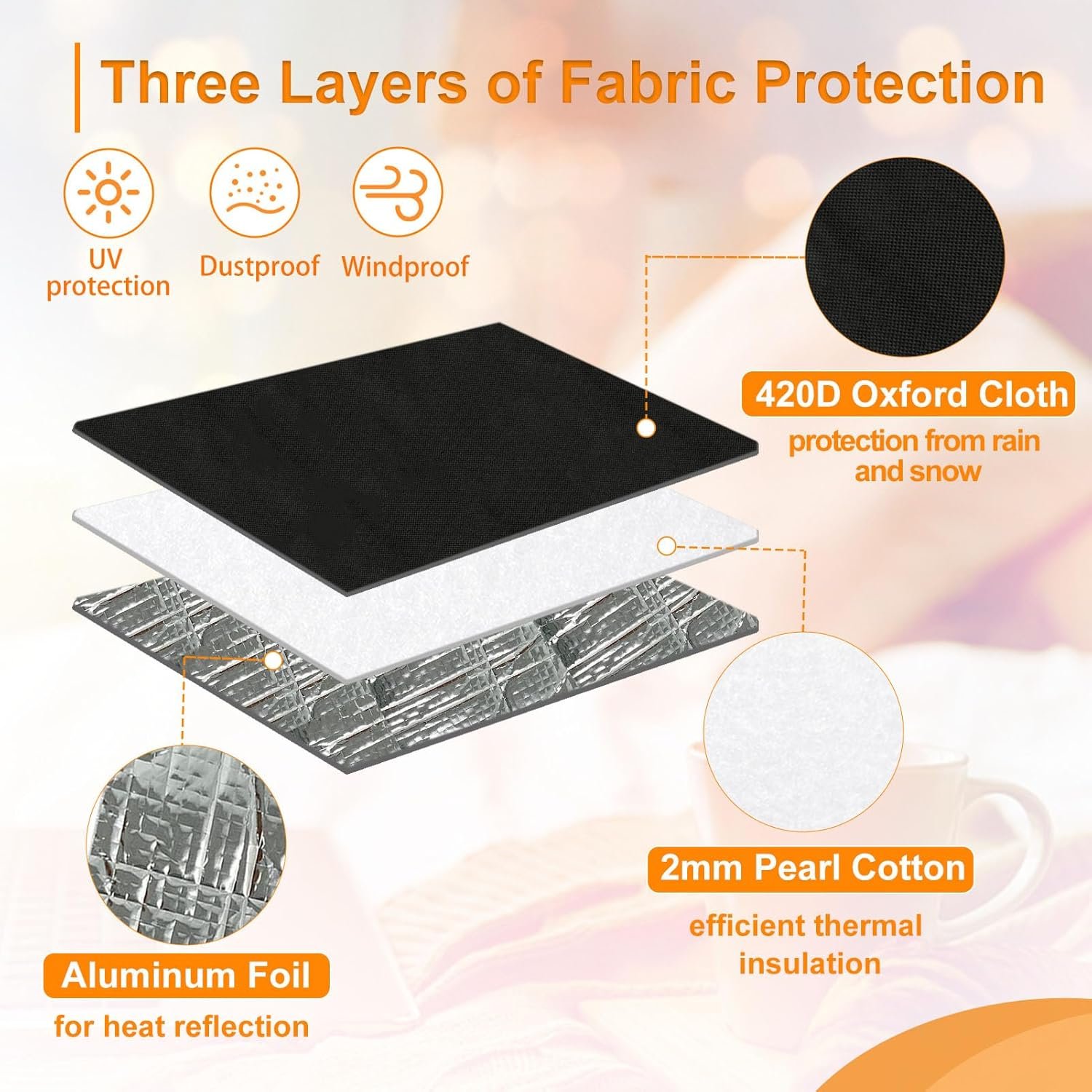 Air Conditioner Covers for Window Units - 3 Layers Insulation Outside AC Cover with Elastic Drawstring Metal Buckle Strap, Outdoor Winter Waterproof AC Canopy Sun Shade - 27.5 × 22.5 × 18.5 Inch - V1188-YT-A-3 Air Conditioner Covers for Window Units - 3 Layers Insulation Outside AC Cover with Elastic Drawstring Metal Buckle Strap, Outdoor Winter Waterproof AC Canopy Sun Shade - 27.5 × 22.5 × 18.5 Inch - Image 2