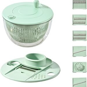 2-in-1 Double Decker Vegetable Dryer - Fruit Salad Drainer - Six Replaceable Blades - Salad Dryer - Double Decker Basket Kitchen Appliance - Double Decker Vegetable and Fruit Washer