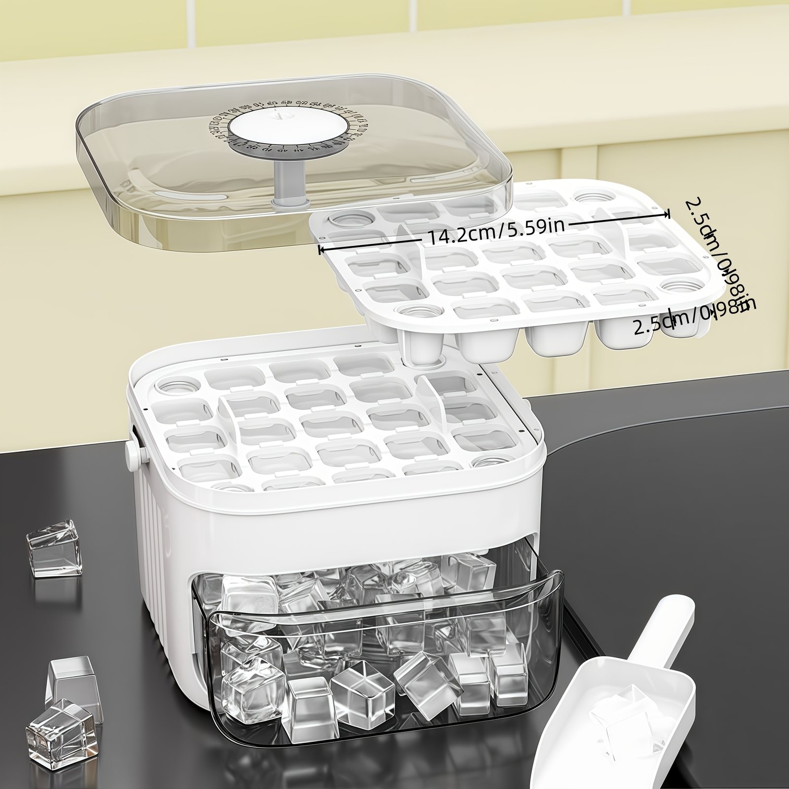 1PC Refrigerator Ice Cube Mold, Manual Press Two-Layer Design, Large Capacity Food-Grade PP Material, Suitable for Refrigerator Ice Making – Essential Kitchen Tool, 50-Cavity Ice Tray with Container, Practical Household Drink Ice Organizer.WHITE - V1232-BXZBH001 1PC Refrigerator Ice Cube Mold, Manual Press Two-Layer Design, Large Capacity Food-Grade PP Material, Suitable for Refrigerator Ice Making – Essential Kitchen Tool, 50-Cavity Ice Tray with Container, Practical Household Drink Ice Organizer.WHITE - Image 6