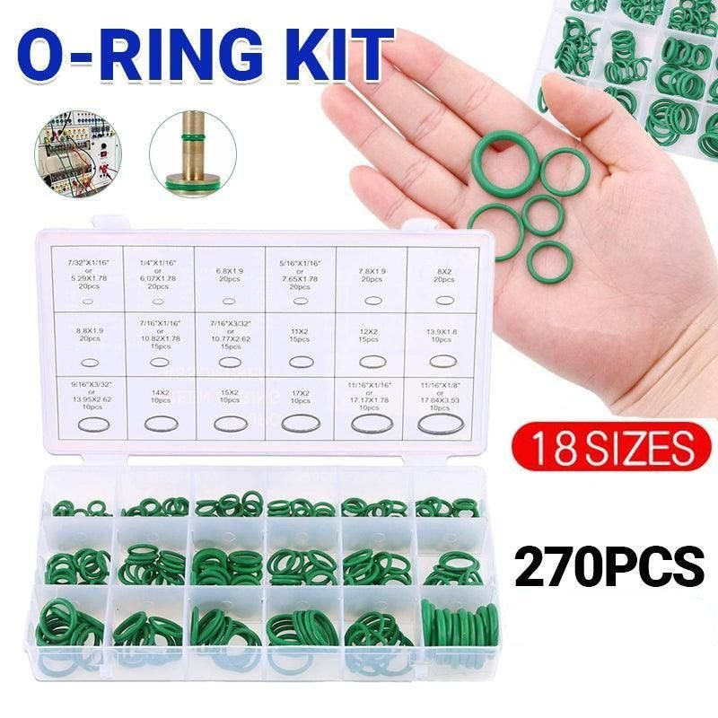 270 Pcs Air Conditioning O Ring Assortment Kit Green Air Con 18 Sizes Oring Gas