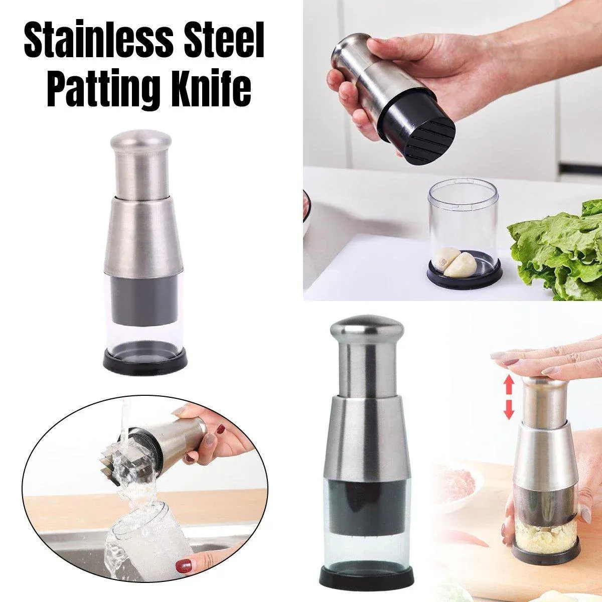 304 Stainless Steel Garlic Press Crusher Manual Garlic Mincer Kitchen Tool