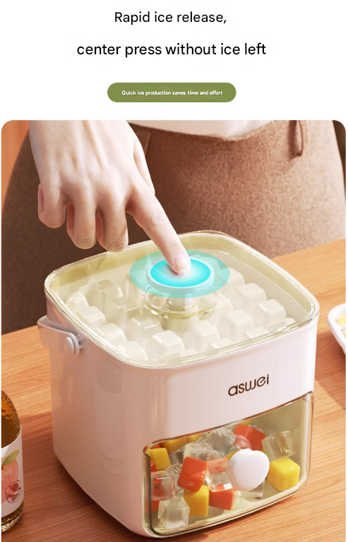 White Innovative Press-Release Ice Cube Maker - Dual Layer Trays & Storage Bin (48 Cubes) - V888-ELOSUNG32071 White Innovative Press-Release Ice Cube Maker - Dual Layer Trays & Storage Bin (48 Cubes) - Image 3