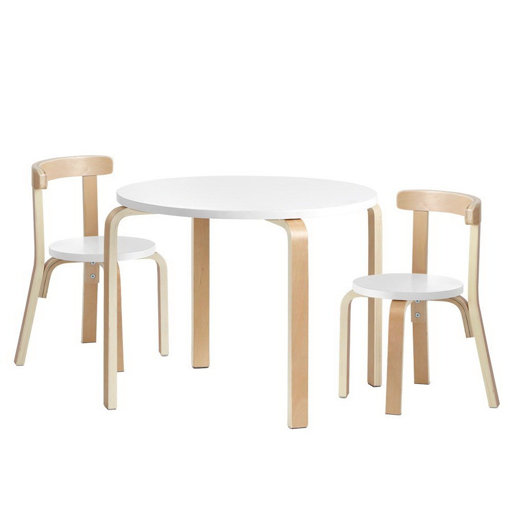 Keezi 3PCS Kids Table and Chairs Set Activity Toy Play Desk - BENT-B-KID-TAB01-NT-WH Keezi 3PCS Kids Table and Chairs Set Activity Toy Play Desk - Image 8
