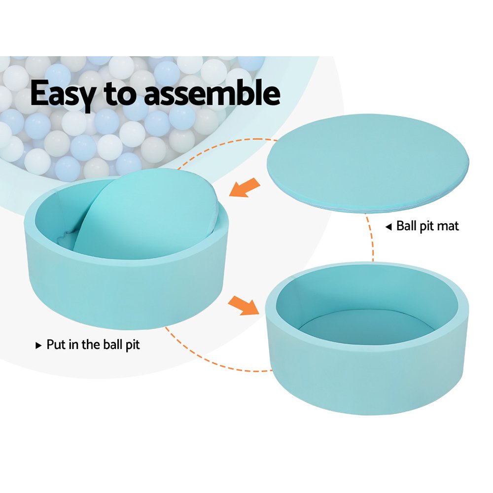 Keezi Kids Ball Pit 90x30cm Ocean Foam Play Pool Barrier Toys Children Blue - BPOOL-A-7033-BL Keezi Kids Ball Pit 90x30cm Ocean Foam Play Pool Barrier Toys Children Blue - Image 4