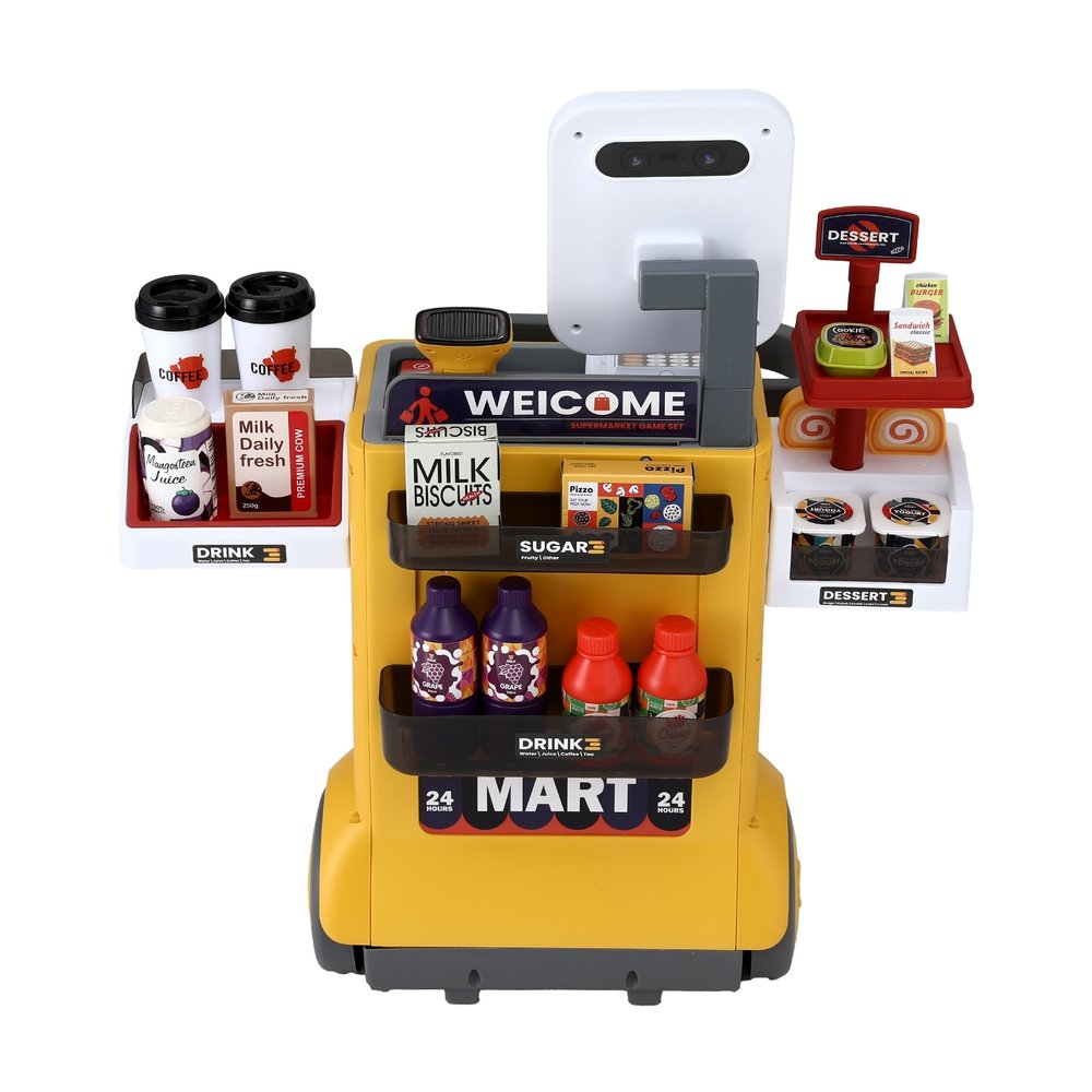 Keezi Kids Pretend Playset Supermarket Shopping Role Play Toy Cash Food 48PCS - PLAY-B-MARKET-48PCS-YL Keezi Kids Pretend Playset Supermarket Shopping Role Play Toy Cash Food 48PCS - Image 4