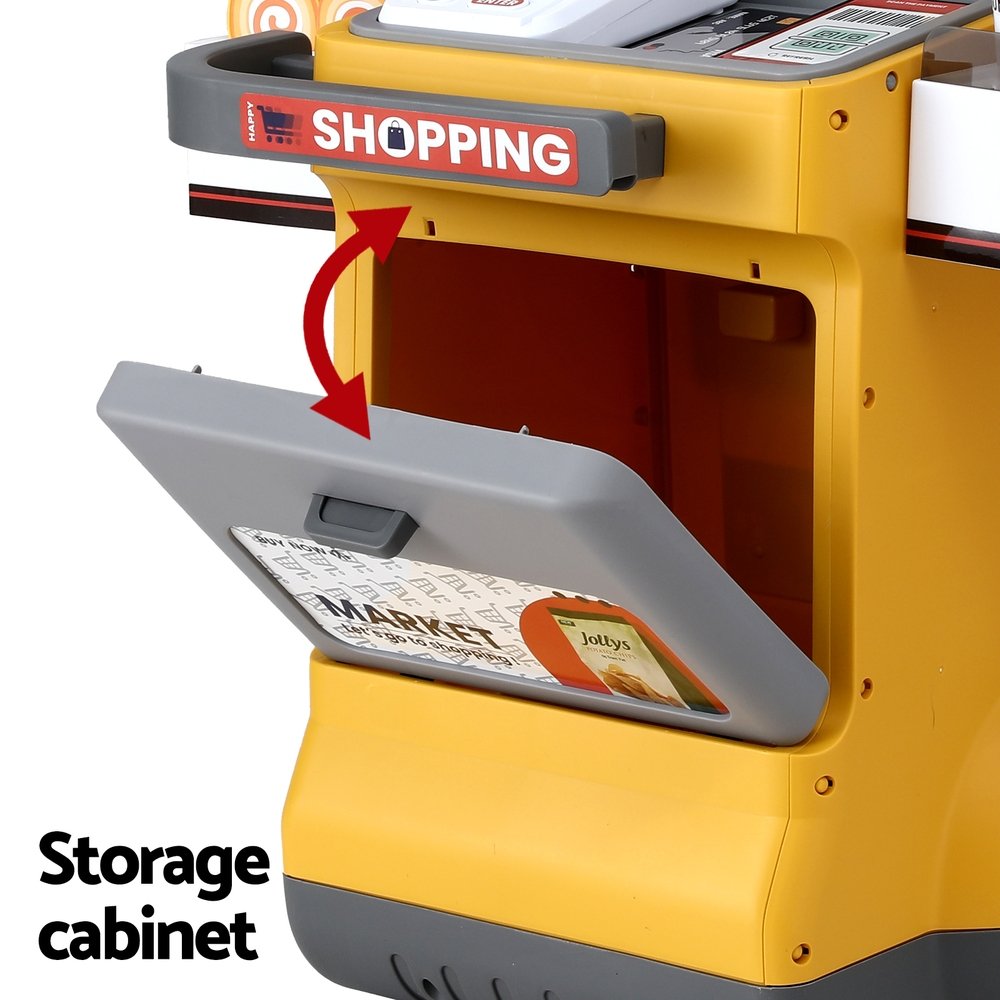 Keezi Kids Pretend Playset Supermarket Shopping Role Play Toy Cash Food 48PCS - PLAY-B-MARKET-48PCS-YL Keezi Kids Pretend Playset Supermarket Shopping Role Play Toy Cash Food 48PCS - Image 8
