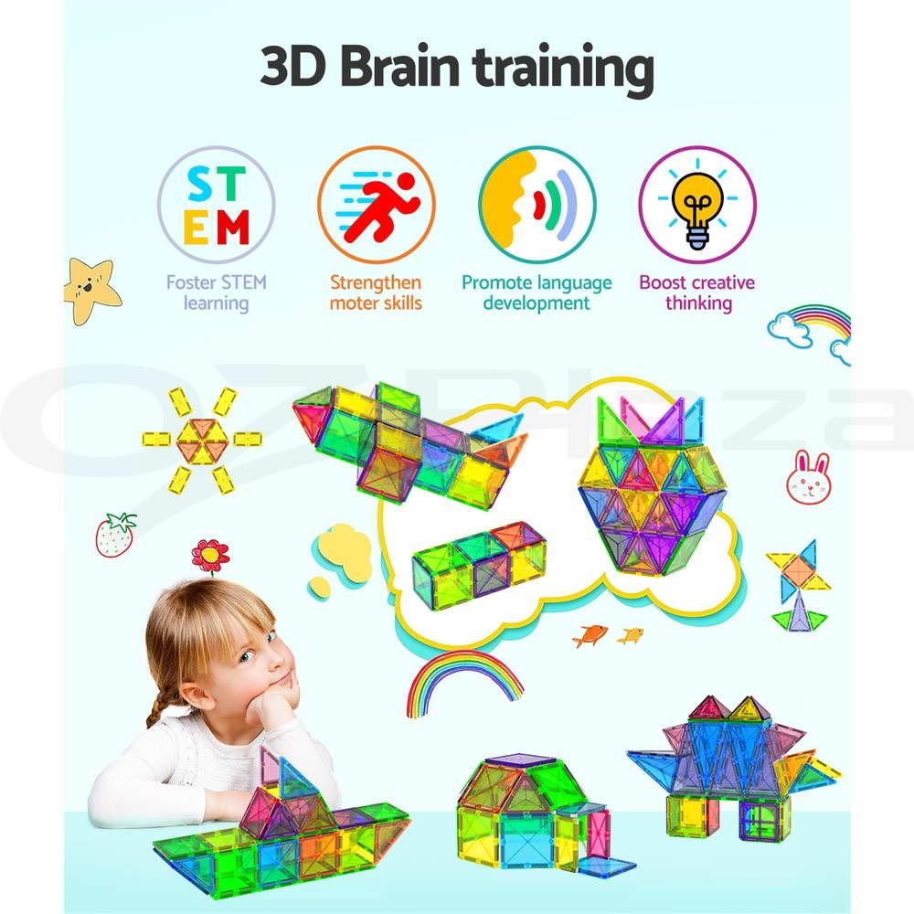 Keezi 120pcs Kids Magnetic Tiles Blocks Building Educational Toys Children Gift - PLAY-MAGNETIC-120 Keezi 120pcs Kids Magnetic Tiles Blocks Building Educational Toys Children Gift - Image 5