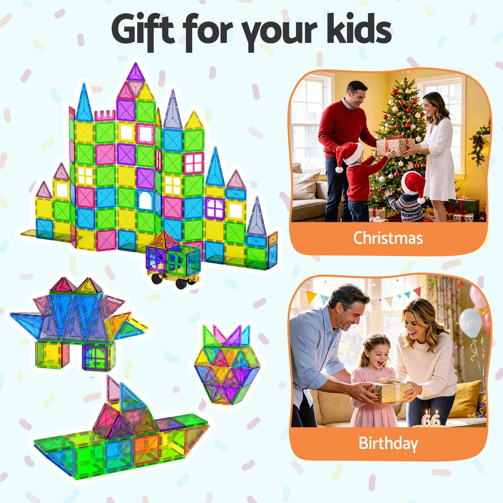 Keezi 120pcs Kids Magnetic Tiles Blocks Building Educational Toys Children Gift - PLAY-MAGNETIC-120 Keezi 120pcs Kids Magnetic Tiles Blocks Building Educational Toys Children Gift - Image 7