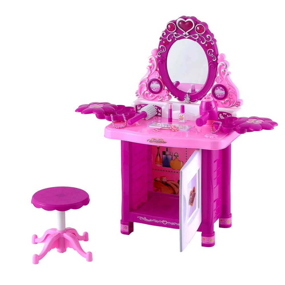 Keezi Kids Pretend Makeup Play Set Dressing Table Chair Girls Toys Children - PLAY-MAKEUP-30 Keezi Kids Pretend Makeup Play Set Dressing Table Chair Girls Toys Children - Image 3