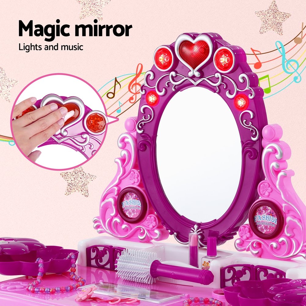 Keezi Kids Pretend Makeup Play Set Dressing Table Chair Girls Toys Children - PLAY-MAKEUP-30 Keezi Kids Pretend Makeup Play Set Dressing Table Chair Girls Toys Children - Image 4