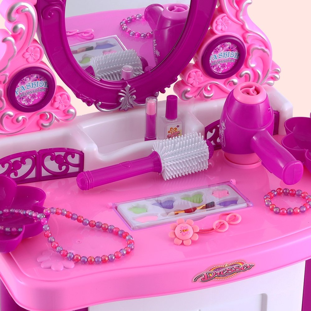 Keezi Kids Pretend Makeup Play Set Dressing Table Chair Girls Toys Children - PLAY-MAKEUP-30 Keezi Kids Pretend Makeup Play Set Dressing Table Chair Girls Toys Children - Image 6