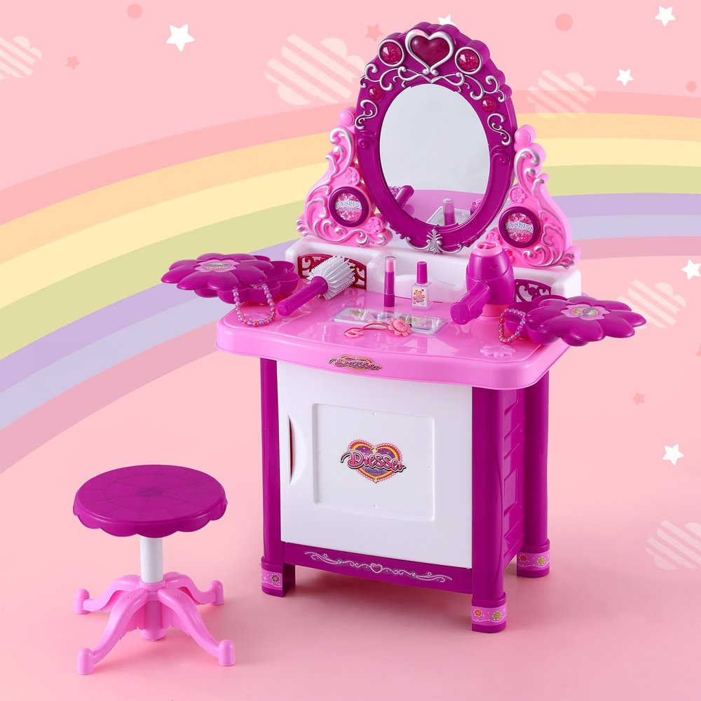 Keezi Kids Pretend Makeup Play Set Dressing Table Chair Girls Toys Children - PLAY-MAKEUP-30 Keezi Kids Pretend Makeup Play Set Dressing Table Chair Girls Toys Children - Image 8