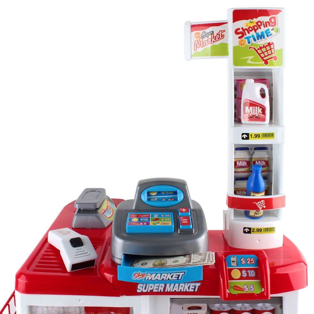 Keezi Kids Pretend Role Play Supermarket 24 Piece Playset Cash Register Trolley - PLAY-MARKET-TROLLEY Keezi Kids Pretend Role Play Supermarket 24 Piece Playset Cash Register Trolley - Image 3