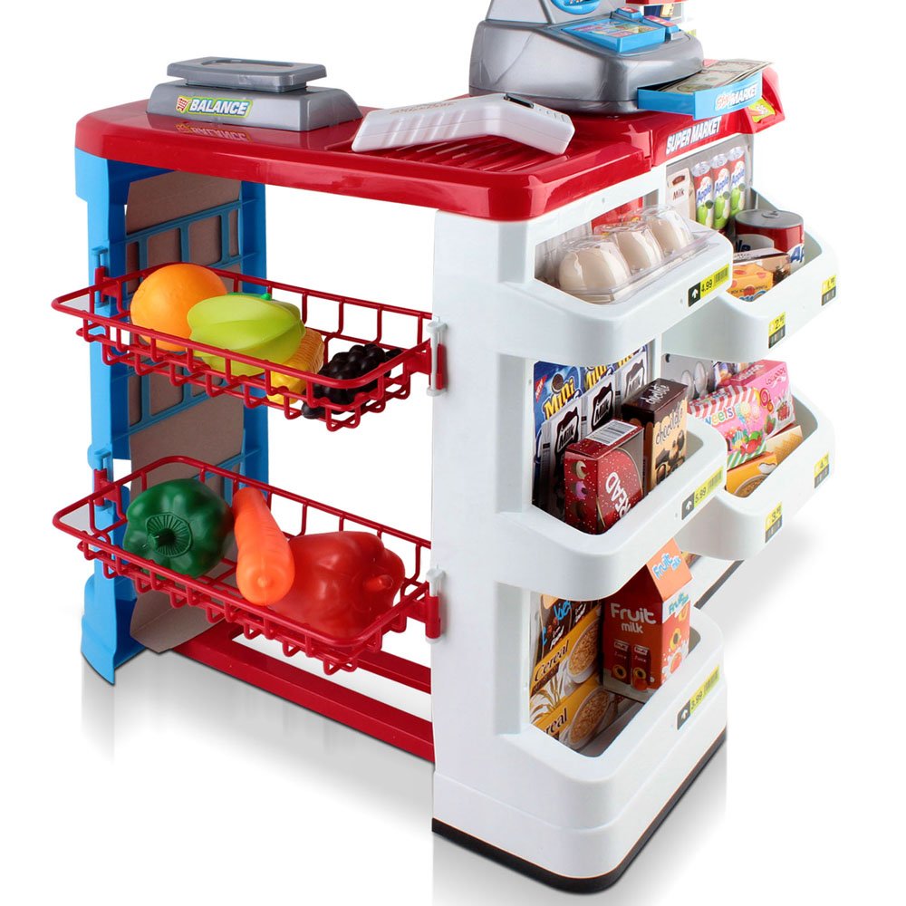 Keezi Kids Pretend Role Play Supermarket 24 Piece Playset Cash Register Trolley - PLAY-MARKET-TROLLEY Keezi Kids Pretend Role Play Supermarket 24 Piece Playset Cash Register Trolley - Image 4