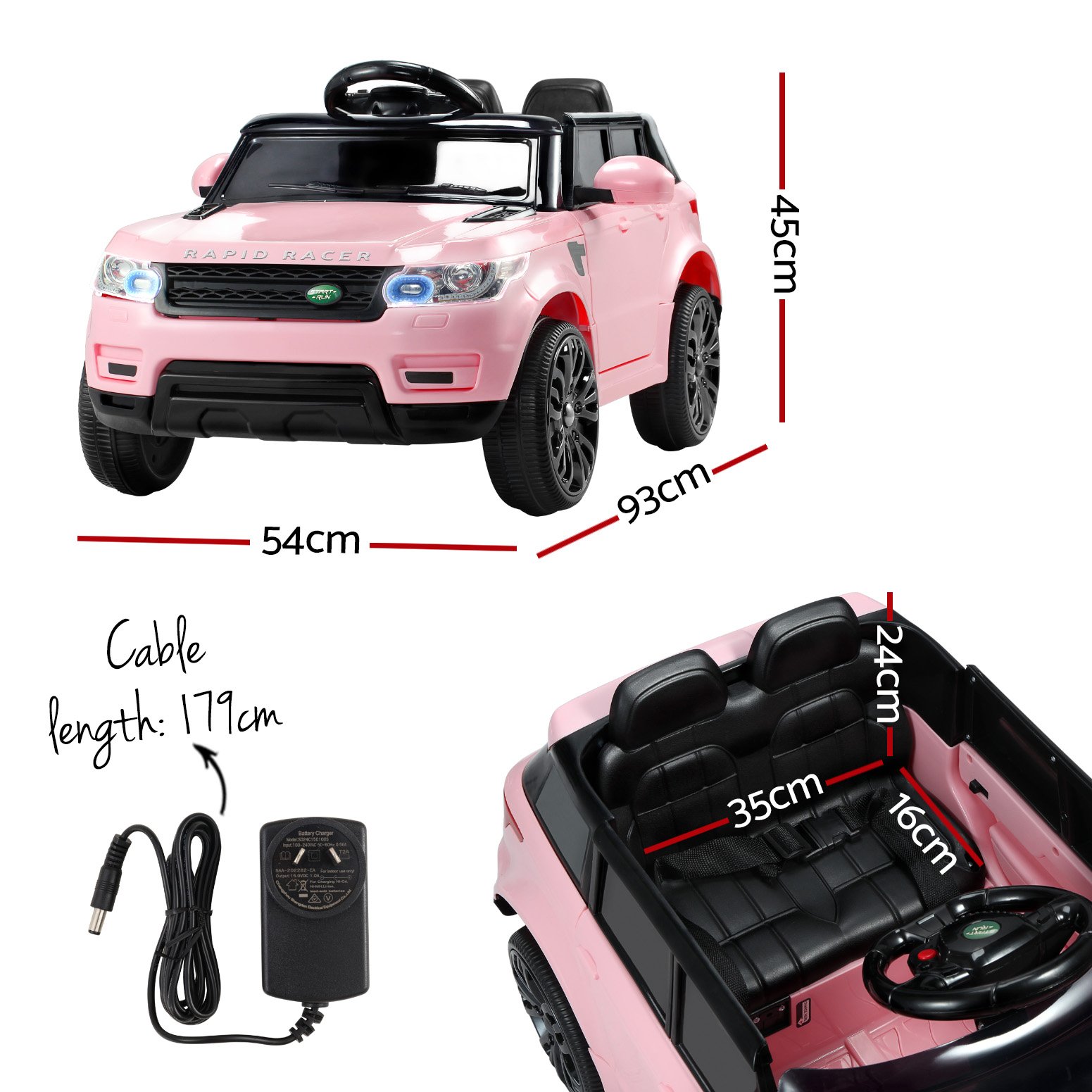 Rigo Ride On Car Kids Electric Ride On Cars SUV Remote 12V Pink - RCAR-RANGEROVER-PK Rigo Ride On Car Kids Electric Ride On Cars SUV Remote 12V Pink - Image 2