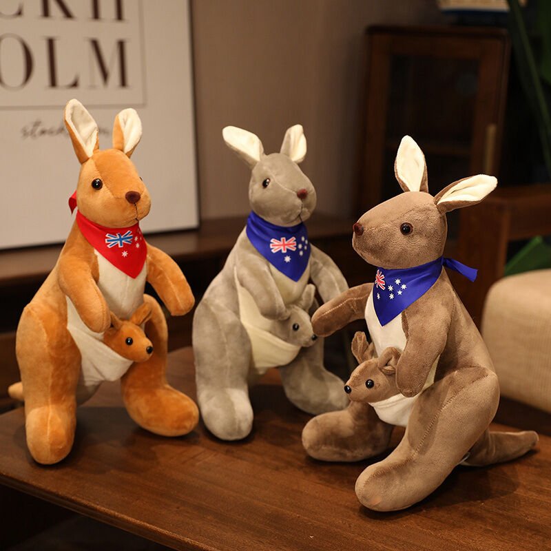 Kangaroo Stuffed Animal with Joey in Pouch & Australia Scarf - Soft Cuddly Plush Toy(45cm, Dark brown )| Other Colors Available in Store - V1107-CS-DSGZSZ-45 Kangaroo Stuffed Animal with Joey in Pouch & Australia Scarf - Soft Cuddly Plush Toy(45cm, Dark brown )| Other Colors Available in Store - Image 5