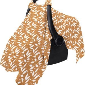 Kid Carseat Cover - Cotton Shade Canopy, Infant Shield | Long Lasting Stroller Carrier Protector, Breathable Seat Cover,Travel Baby Girl Toddler Pram Use（yellow leaves）