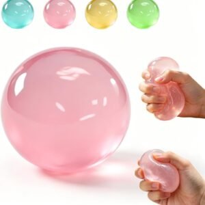 Home - Clear Pink Coconut Oil Stress Ball, Slow Rising Non-Sticky Squishy Squeeze Ball, Soft Sensory Fidget Toy for Stress Relief, Relaxation and Focus