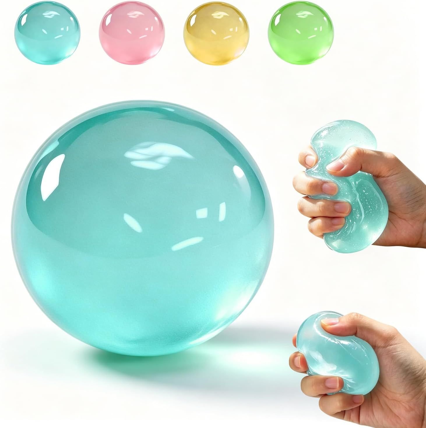 Home - Clear Blue Coconut Oil Stress Ball, Slow Rising Non-Sticky Squishy Squeeze Ball, Soft Sensory Fidget Toy for Stress Relief, Relaxation and Focus