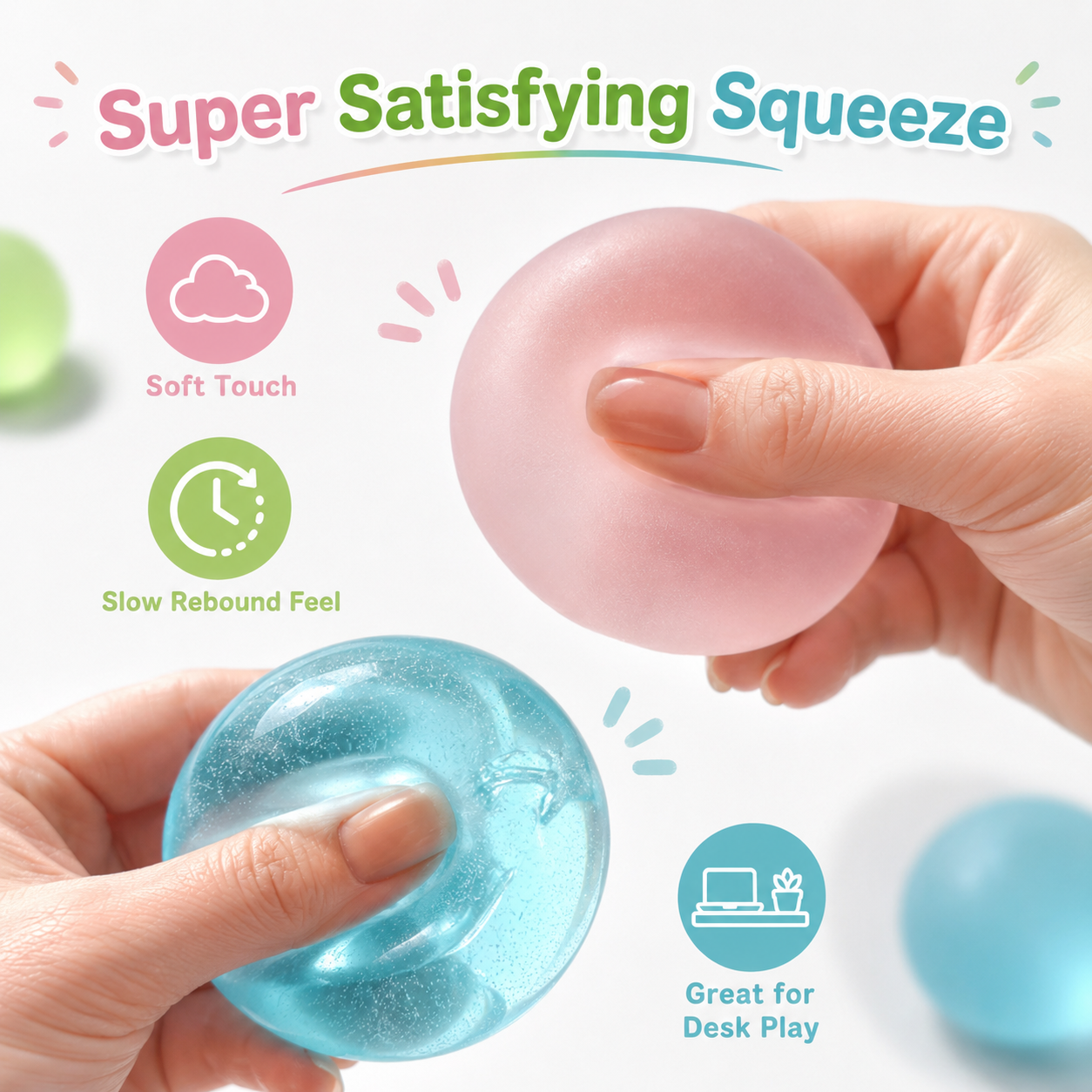 Clear Blue Coconut Oil Stress Ball, Slow Rising Non-Sticky Squishy Squeeze Ball, Soft Sensory Fidget Toy for Stress Relief, Relaxation and Focus - V1197-WJ-071102 Clear Blue Coconut Oil Stress Ball, Slow Rising Non-Sticky Squishy Squeeze Ball, Soft Sensory Fidget Toy for Stress Relief, Relaxation and Focus - Image 10