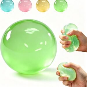 Home - Clear Green Coconut Oil Stress Ball, Slow Rising Non-Sticky Squishy Squeeze Ball, Soft Sensory Fidget Toy for Stress Relief, Relaxation and Focus
