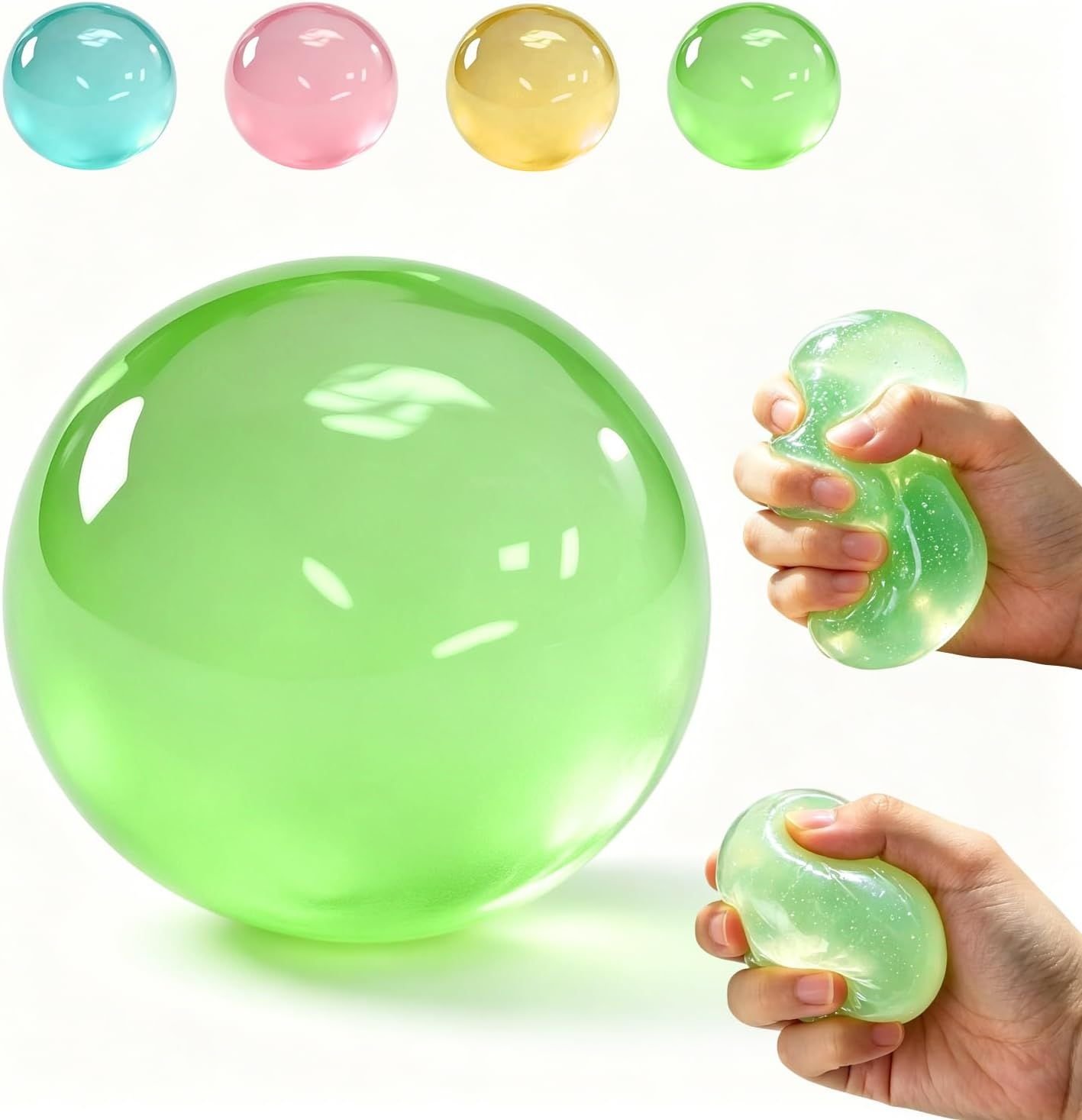 Clear Green Coconut Oil Stress Ball, Slow Rising Non-Sticky Squishy Squeeze Ball, Soft Sensory Fidget Toy for Stress Relief, Relaxation and Focus - V1197-WJ-071103 Clear Green Coconut Oil Stress Ball, Slow Rising Non-Sticky Squishy Squeeze Ball, Soft Sensory Fidget Toy for Stress Relief, Relaxation and Focus