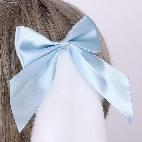 1 Pair Blue Girls Bunny Plush Lop Ears Hair Clip Rabbit Furry Ears Ribbon Bow-knot Hair Clamp Hairpin Cosplay Headwear Easy to Wear Ornaments, Hair Accessories - V1258-DP02-A-629 1 Pair Blue Girls Bunny Plush Lop Ears Hair Clip Rabbit Furry Ears Ribbon Bow-knot Hair Clamp Hairpin Cosplay Headwear Easy to Wear Ornaments, Hair Accessories - Image 2