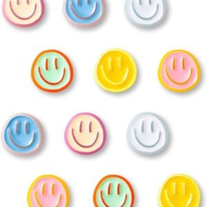 12Pcs Fridge Magnets Cute Refrigerator Magnets, Colorful Magnets for Whiteboard Cabinet Locker, Resin Smile Face Decorative Magnets for Classroom Kitchen Office