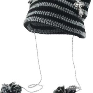 Grunge Beanies Crochet Knitted Hats for Women Girls Fox Cat Ear Goth Emo Alt Y2K Accessories Grunge Clothes