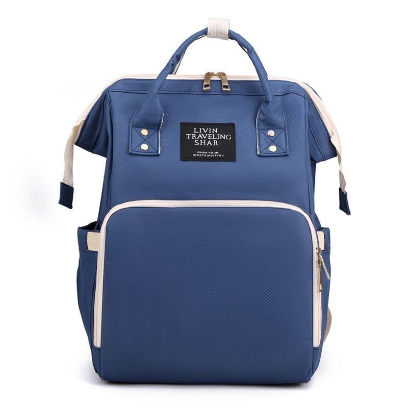 Large Capacity Dry/Wet Separate Nylon Backpack, Multifunctional Portable, Multi-Pocket Baby Diaper Bag Handbag - Blue
