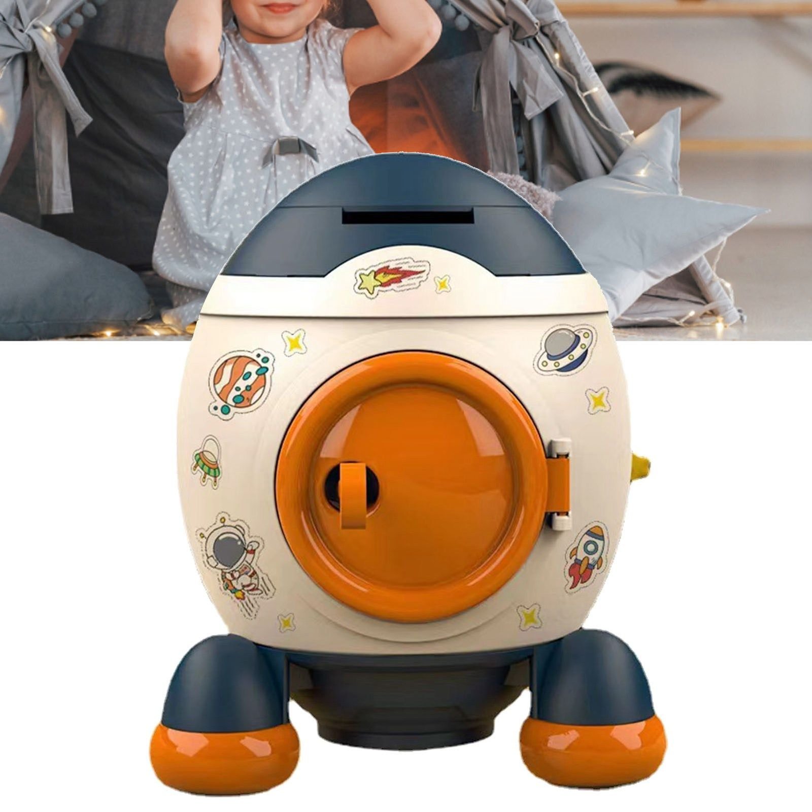 Cartoon Style Space Rocket Piggy Bank Money Bank Money Saving Jar Boys Girls Gift Morandi Blue - V1294-YM0703-3117230042011 Cartoon Style Space Rocket Piggy Bank Money Bank Money Saving Jar Boys Girls Gift Morandi Blue - Image 12