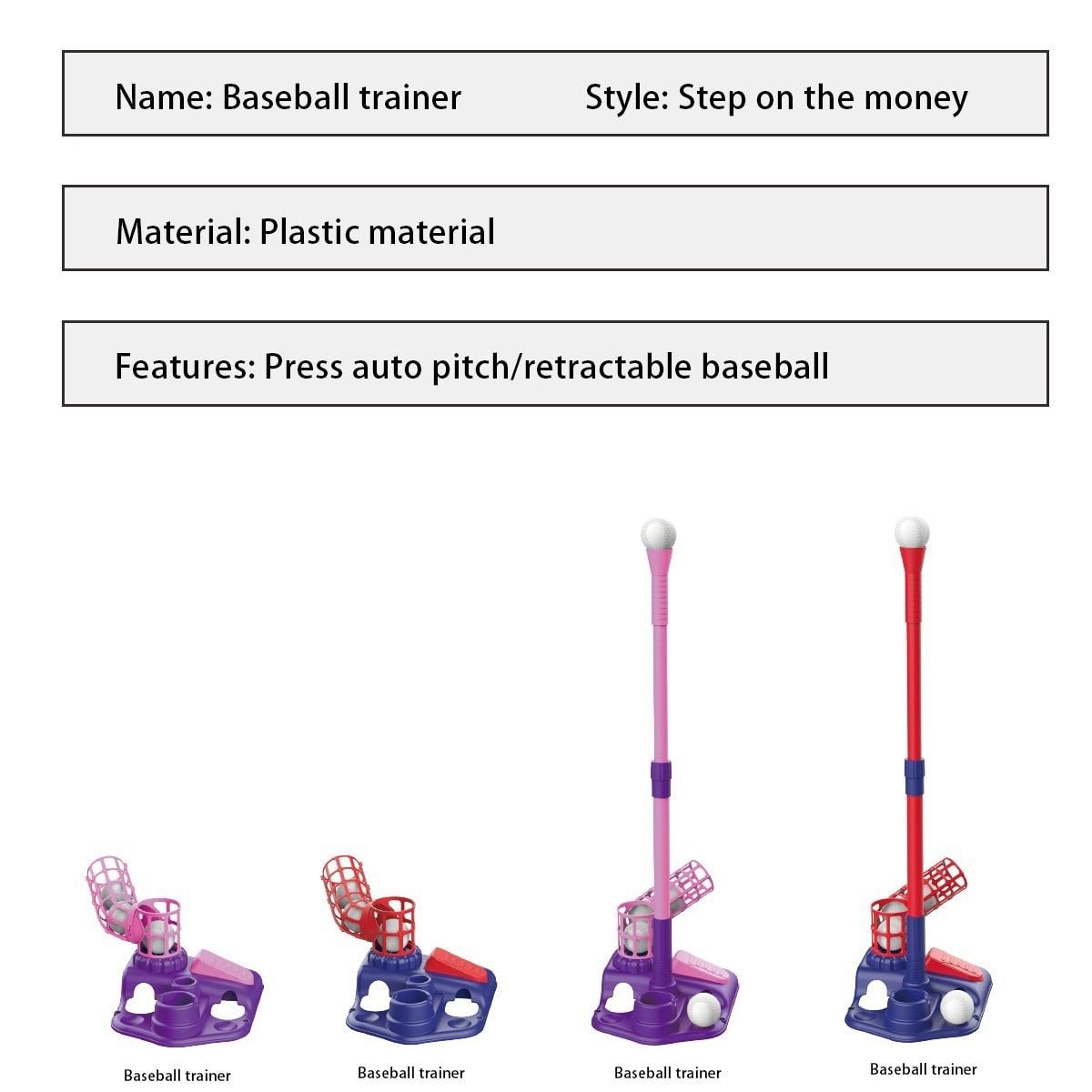 2-in-1 Kids Baseball Training Toy Set with Automatic Pitching and T-Ball Stand, Indoor and Outdoor Practice for Ages 3+ (2IN1, Red) - V1341-ZY-QWMURNJM-2IN1-RED 2-in-1 Kids Baseball Training Toy Set with Automatic Pitching and T-Ball Stand, Indoor and Outdoor Practice for Ages 3+ (2IN1, Red) - Image 4