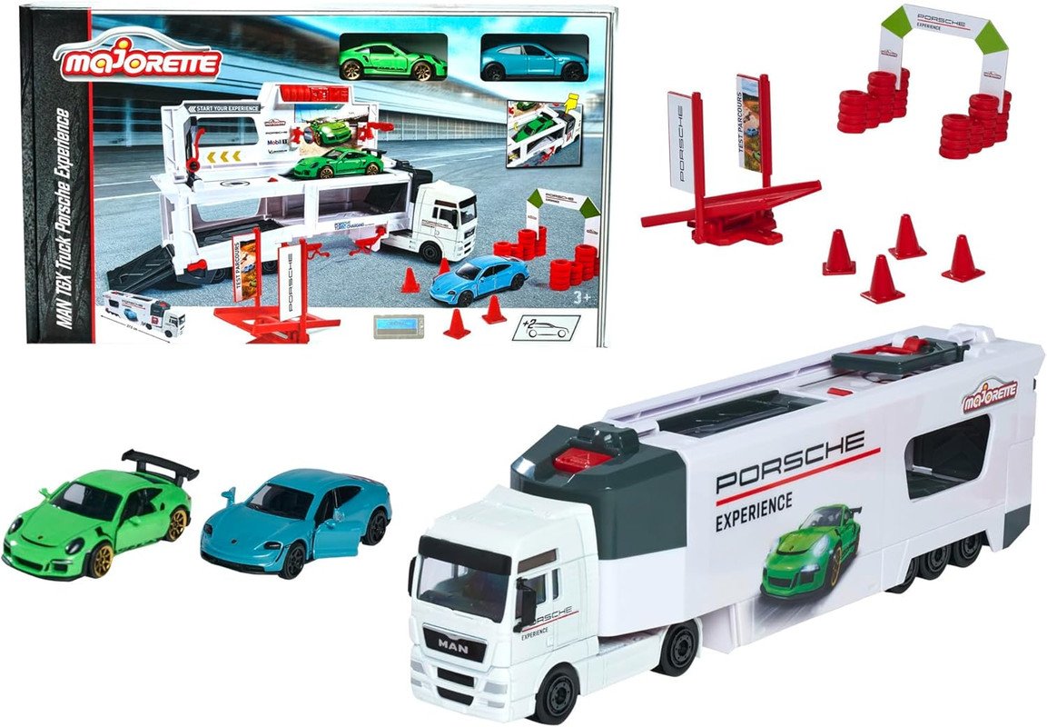 MAN TGX Porsche Experience Truck and 2 Cars 911 GT3 Taycan Playset - V185-063125 MAN TGX Porsche Experience Truck and 2 Cars 911 GT3 Taycan Playset