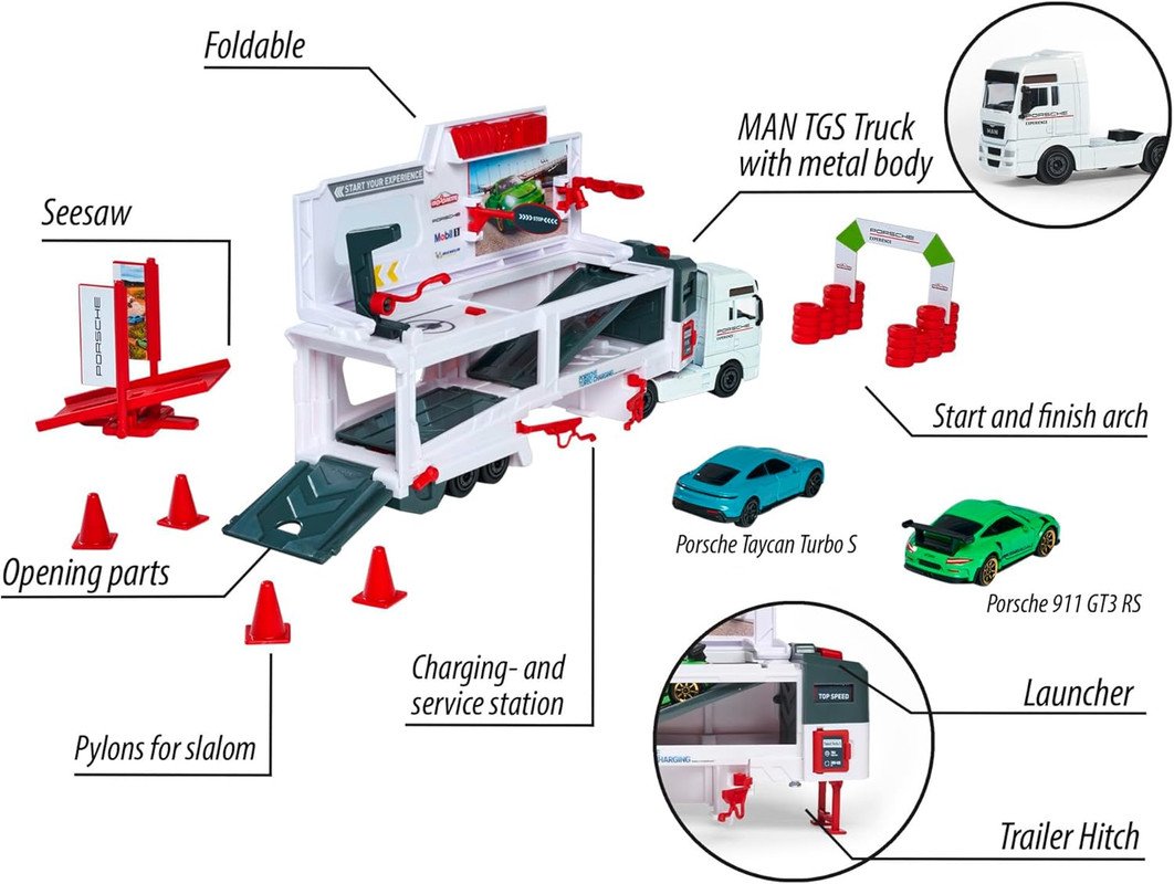 MAN TGX Porsche Experience Truck and 2 Cars 911 GT3 Taycan Playset - V185-063125 MAN TGX Porsche Experience Truck and 2 Cars 911 GT3 Taycan Playset - Image 3