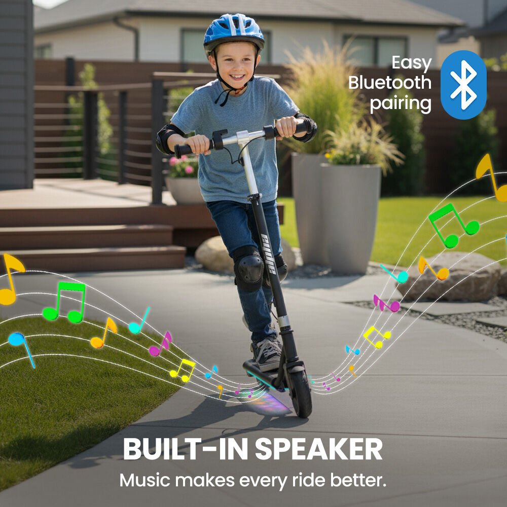 ALPHA Edge Electric Scooter Kids/Teens, 16km/h Max, Adjustable Height, UL Certified, AU Compliant, Dual Brakes, Bluetooth Music, LED, Black - V219-TRNESCAL2BKA ALPHA Edge Electric Scooter Kids/Teens, 16km/h Max, Adjustable Height, UL Certified, AU Compliant, Dual Brakes, Bluetooth Music, LED, Black - Image 5