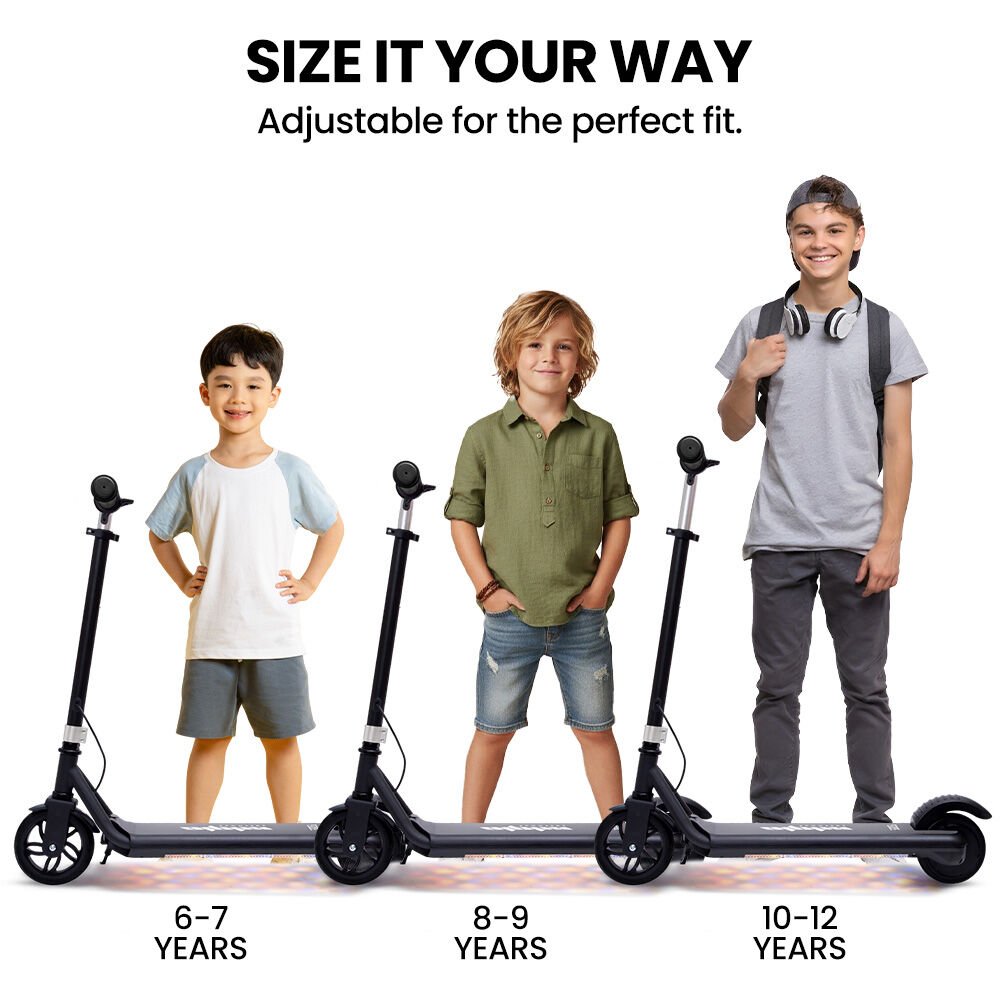 ALPHA Edge Electric Scooter Kids/Teens, 16km/h Max, Adjustable Height, UL Certified, AU Compliant, Dual Brakes, Bluetooth Music, LED, Black - V219-TRNESCAL2BKA ALPHA Edge Electric Scooter Kids/Teens, 16km/h Max, Adjustable Height, UL Certified, AU Compliant, Dual Brakes, Bluetooth Music, LED, Black - Image 10