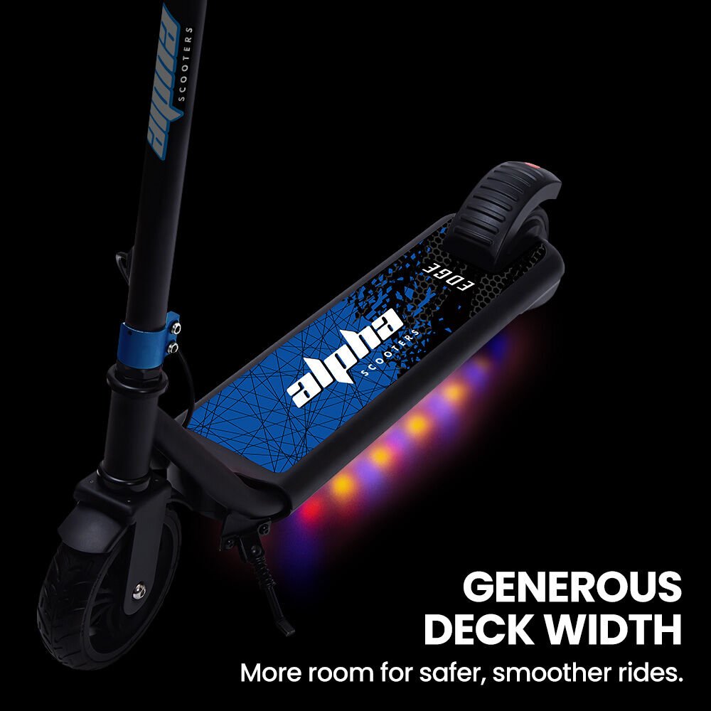 ALPHA Edge Electric Scooter Kids/Teens, 16km/h Max, Adjustable Height, UL Certified, AU Compliant, Dual Brakes, Bluetooth Music, LED, Blue - V219-TRNESCAL2BLA ALPHA Edge Electric Scooter Kids/Teens, 16km/h Max, Adjustable Height, UL Certified, AU Compliant, Dual Brakes, Bluetooth Music, LED, Blue - Image 7
