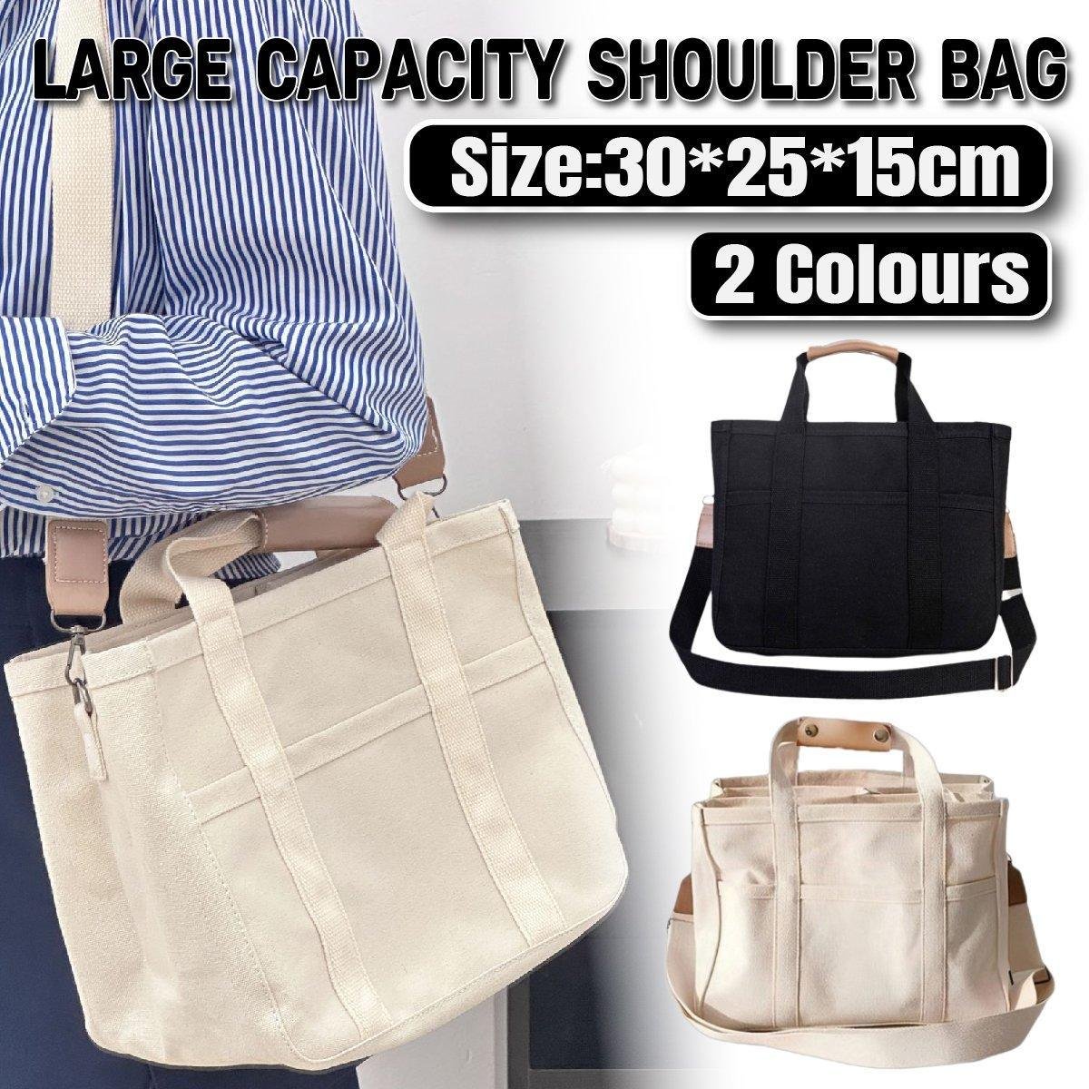 Stylish Multifunctional Mummy Bag Canvas Shoulder Crossbody Handheld Tote Bag - Beige
