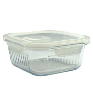 bulk 12 Borosilicate Glass Container W Lid Square 800ml 16x8cm