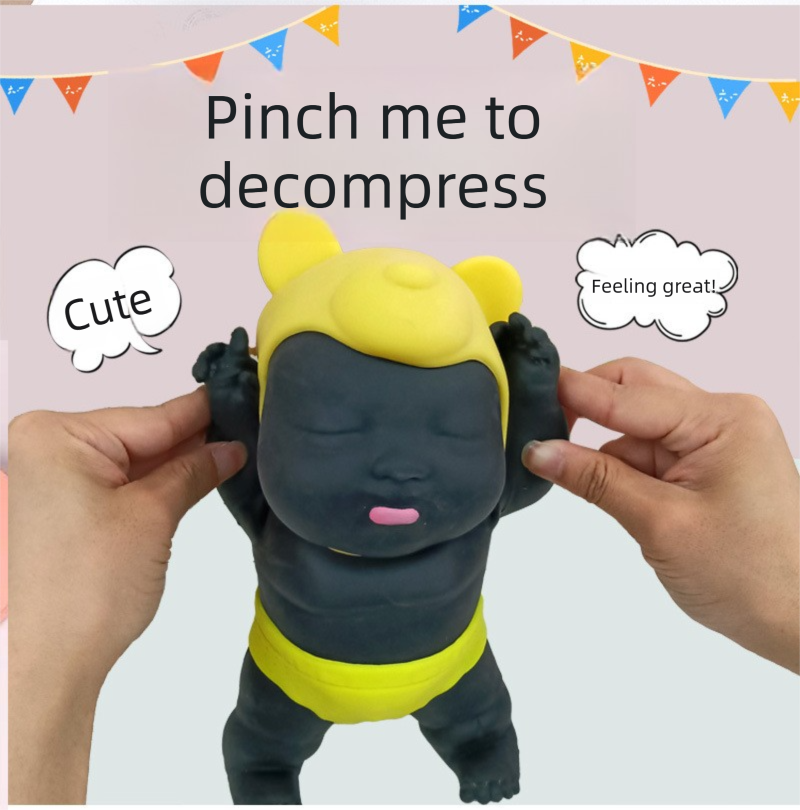 Black 26CM Large Squeeze Ugly Doll Stress Relief Toy Slow Rebound TPR Sand-Filled Squishy Figure for Local Home Pretend Play and Anxiety Reduction(Blue cap and white trousers) - V888-ELOSUNG48873 Black 26CM Large Squeeze Ugly Doll Stress Relief Toy Slow Rebound TPR Sand-Filled Squishy Figure for Local Home Pretend Play and Anxiety Reduction(Blue cap and white trousers) - Image 2