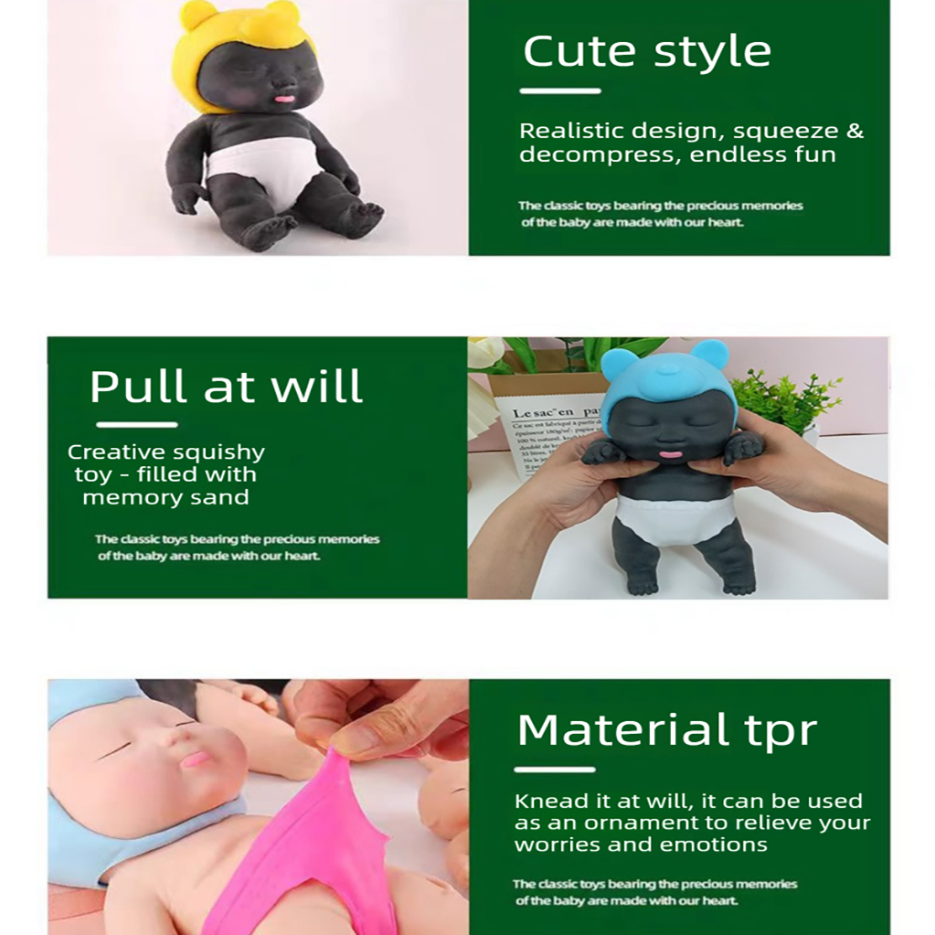 Black 26CM Large Squeeze Ugly Doll Stress Relief Toy Slow Rebound TPR Sand-Filled Squishy Figure for Local Home Pretend Play and Anxiety Reduction(Blue cap and white trousers) - V888-ELOSUNG48873 Black 26CM Large Squeeze Ugly Doll Stress Relief Toy Slow Rebound TPR Sand-Filled Squishy Figure for Local Home Pretend Play and Anxiety Reduction(Blue cap and white trousers) - Image 4