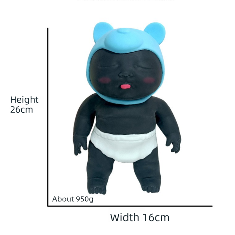 Black 26CM Large Squeeze Ugly Doll Stress Relief Toy Slow Rebound TPR Sand-Filled Squishy Figure for Local Home Pretend Play and Anxiety Reduction(Blue cap and white trousers) - V888-ELOSUNG48873 Black 26CM Large Squeeze Ugly Doll Stress Relief Toy Slow Rebound TPR Sand-Filled Squishy Figure for Local Home Pretend Play and Anxiety Reduction(Blue cap and white trousers) - Image 5