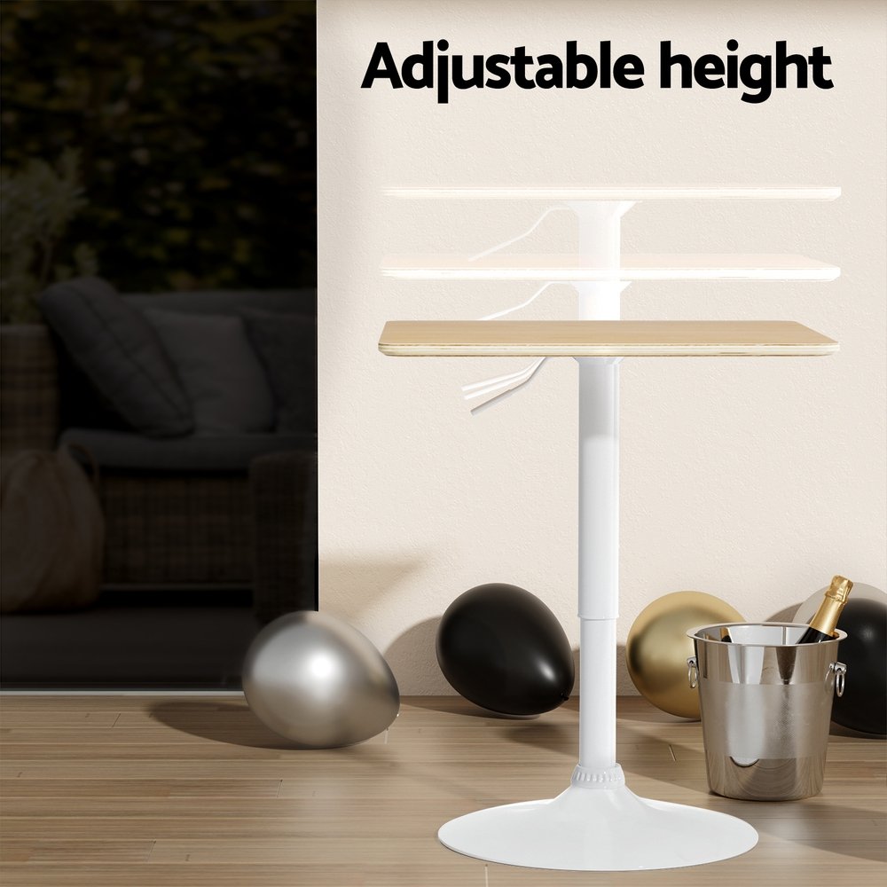 Artiss Bar Table Swivel Base Gas Lift Counter Dining Table 60CM Square Pine - BA-K-BAR-TAB-01-WD Artiss Bar Table Swivel Base Gas Lift Counter Dining Table 60CM Square Pine - Image 4