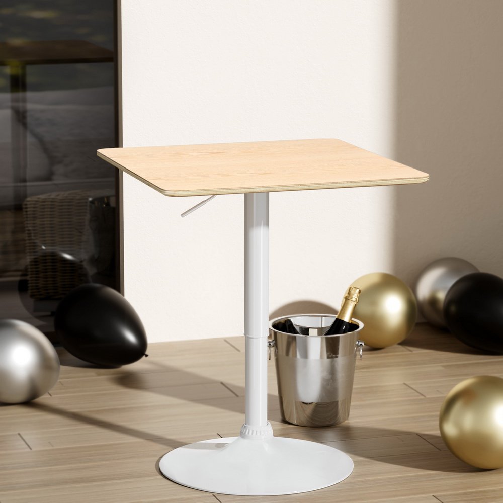 Artiss Bar Table Swivel Base Gas Lift Counter Dining Table 60CM Square Pine - BA-K-BAR-TAB-01-WD Artiss Bar Table Swivel Base Gas Lift Counter Dining Table 60CM Square Pine - Image 7