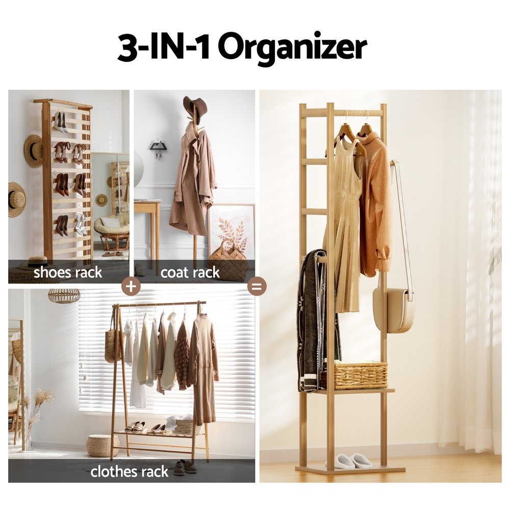 Artiss Clothes Rack Airer Coat Stand Bamboo - BAM-C-CR01-NT Artiss Clothes Rack Airer Coat Stand Bamboo - Image 7